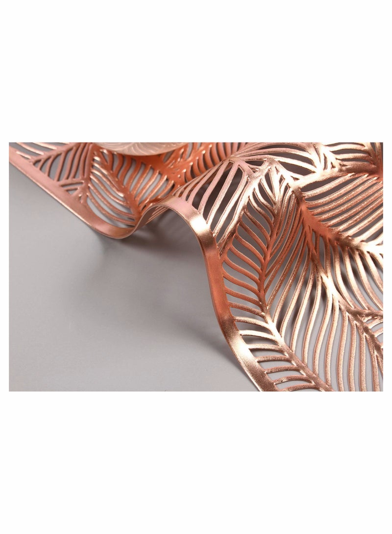 SYOSI ألواح تقديم مستطيلة ذهبية وردية للطاولة، مجموعة مكونة من 6 أطباق معدنية مجوفة لتزيين الطاولة، أطباق رائعة، تستخدم في حفلات الزفاف، والولائم، والعطلات، وزينة المطبخ (ورقة ذهبية وردية) - Image 4