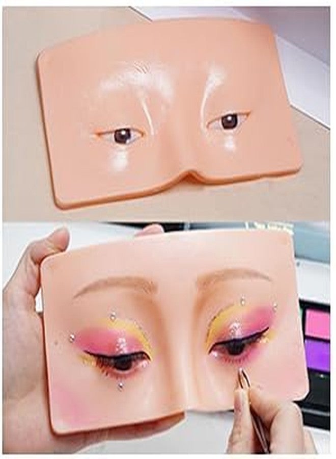 LELE Makeup Practice Board Silicone Makeup Practice Face Eyes, Eyelash Eyebrow Practice Pad Reusable Realistic Bionic Skin Mannequin Aid (Natural Tone) - Image 3