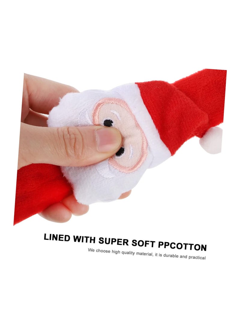 GGOOT 5pcs Christmas Ring Santa Slap Bracelets Christmas Tree Bracelet Christmas Wrap Snap Bangle Stuffed Dogs for Kids Toys for Kids Christmas Gifts Christmas Slap Bracelet Hairy Red Red - Image 2