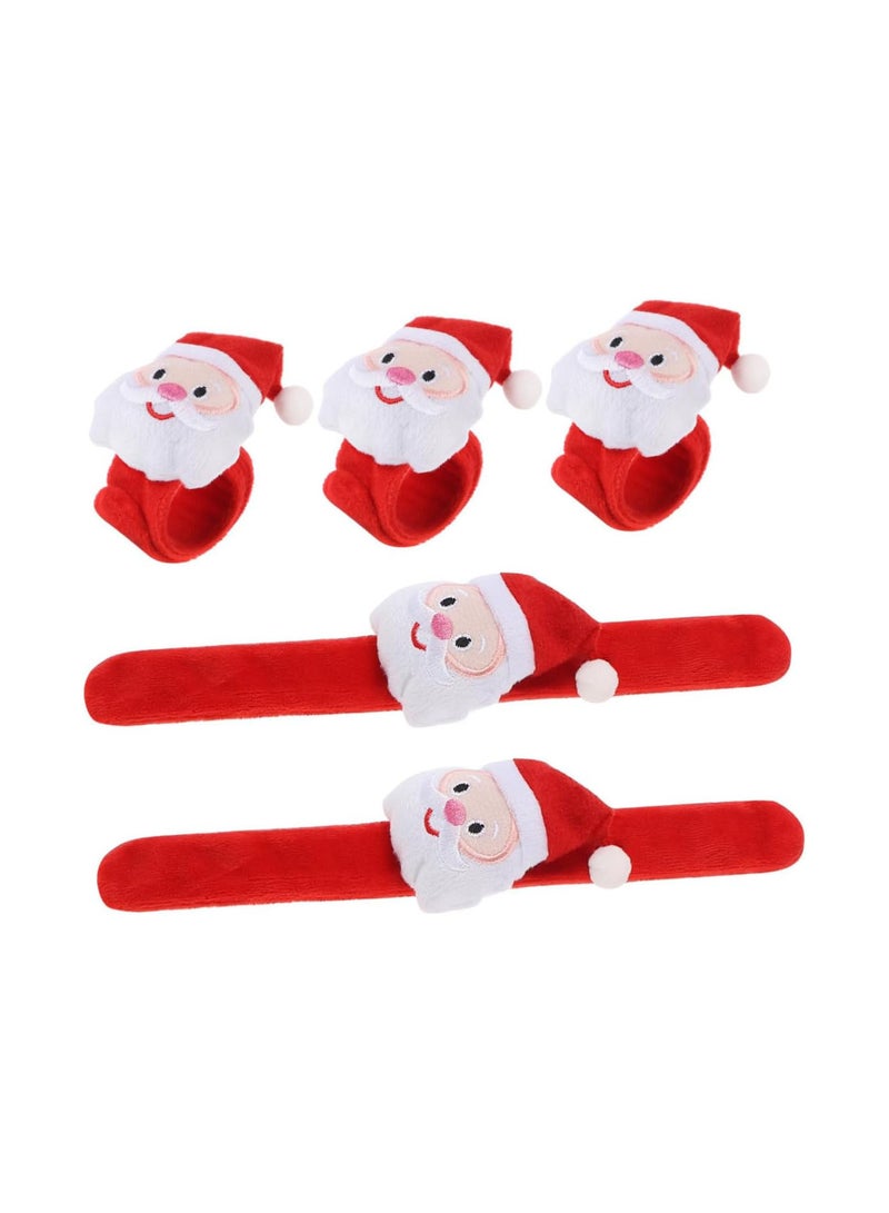 GGOOT 5pcs Christmas Ring Santa Slap Bracelets Christmas Tree Bracelet Christmas Wrap Snap Bangle Stuffed Dogs for Kids Toys for Kids Christmas Gifts Christmas Slap Bracelet Hairy Red Red - Image 1