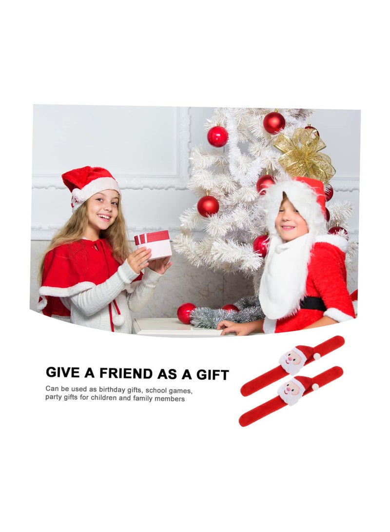 GGOOT 5pcs Christmas Ring Santa Slap Bracelets Christmas Tree Bracelet Christmas Wrap Snap Bangle Stuffed Dogs for Kids Toys for Kids Christmas Gifts Christmas Slap Bracelet Hairy Red Red - Image 3