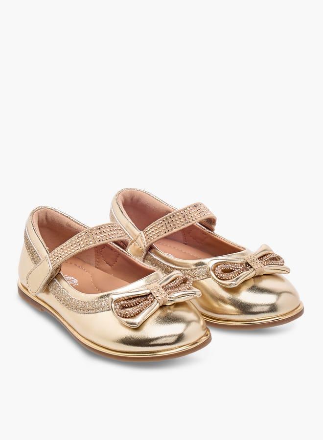 Barefeet Girls Bow Embellished Mary Jane Shoes with Hook and Loop Closure - Image 3