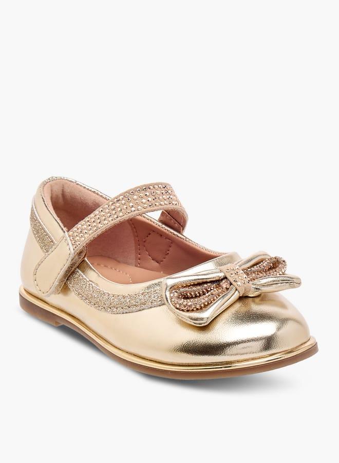 Barefeet Girls Bow Embellished Mary Jane Shoes with Hook and Loop Closure - Image 1