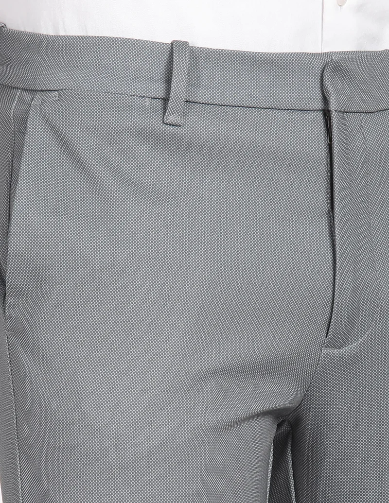 Arrow Grey Mid Rise Dobby Trousers for Men | Best Price UAE
