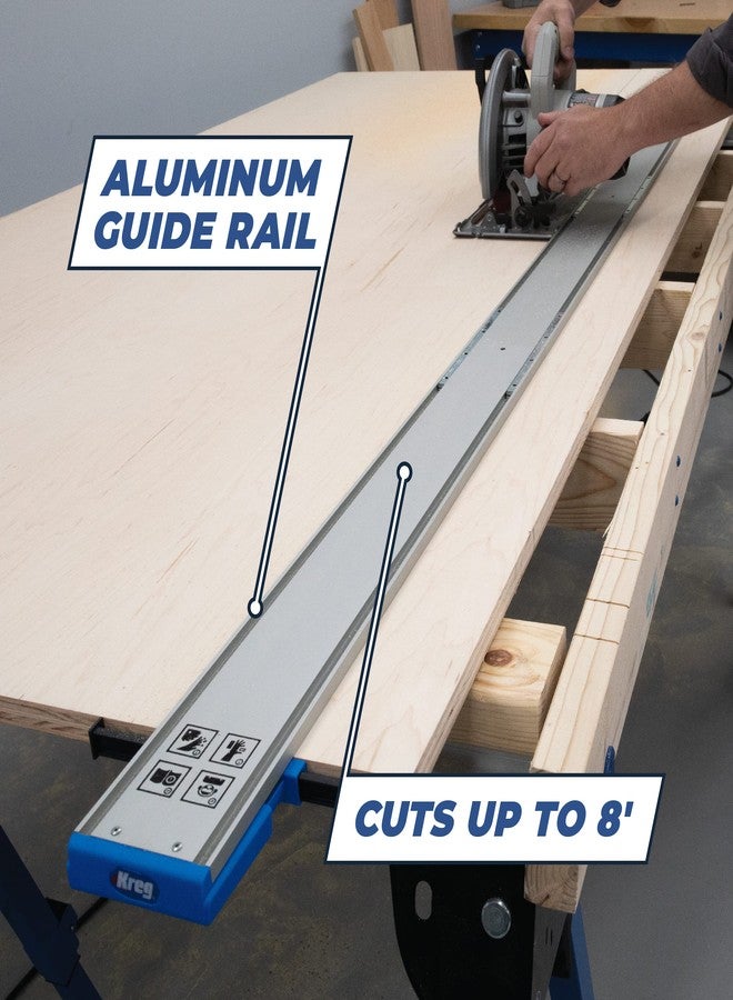 Kreg KMA4700-E Straight Edge Guide XL - 8 Ft - For Circular Saw - For Cross Cut & Rip Cut - Aluminum Guide Rails - Carpentry Tools & Accessories - Image 5