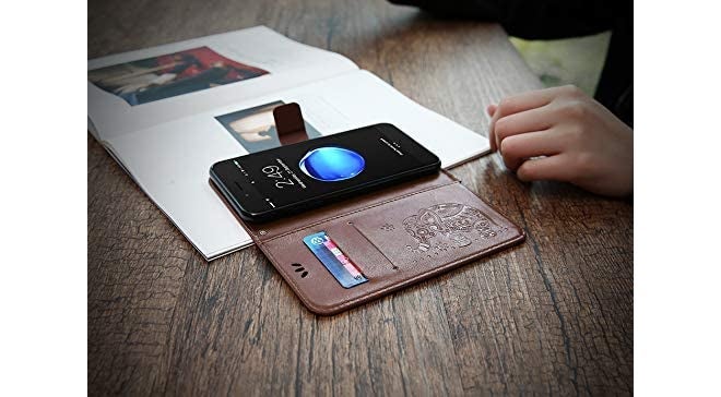 ClickCase حافظة بطاقة مغناطيسية من ClickCase بتصميم الفيل من الجلد الصناعي مع قاعدة قابلة للطي لهاتف Realme Narzo 60 5G (بني) - Image 2