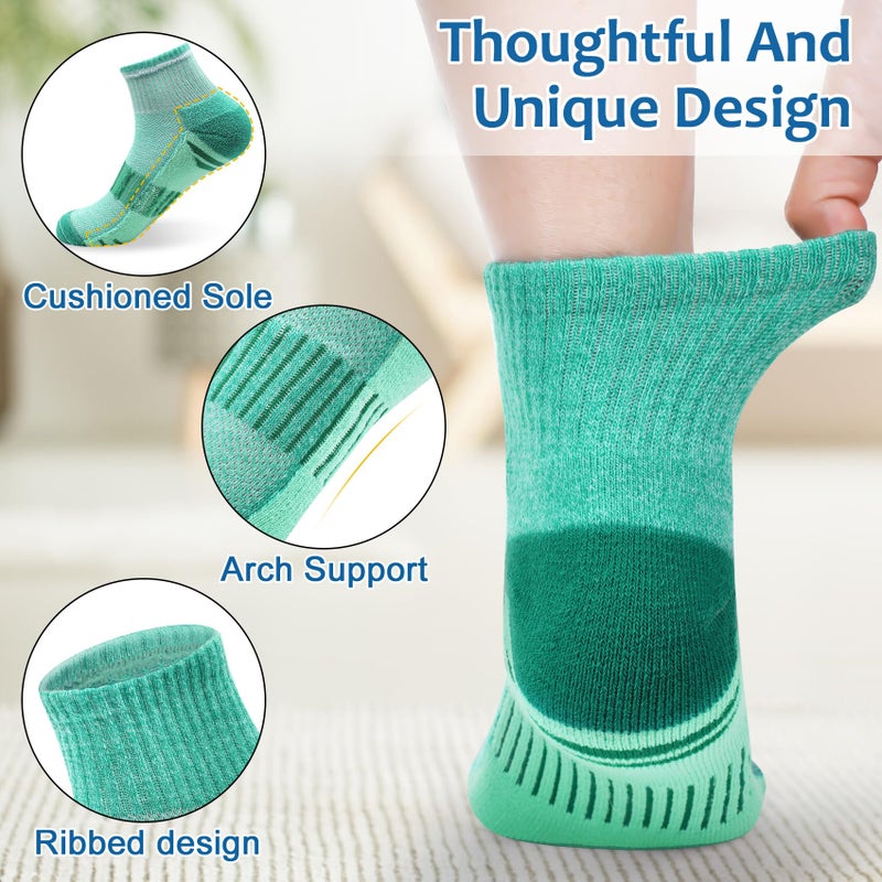 YSense 8 Pairs Crew Socks for Women Men, Breathable Cotton Athletic Compression Running Ankle Quarter Cushioned Moisture Wicking Gym Socks for Hiking Sports Work - Image 2