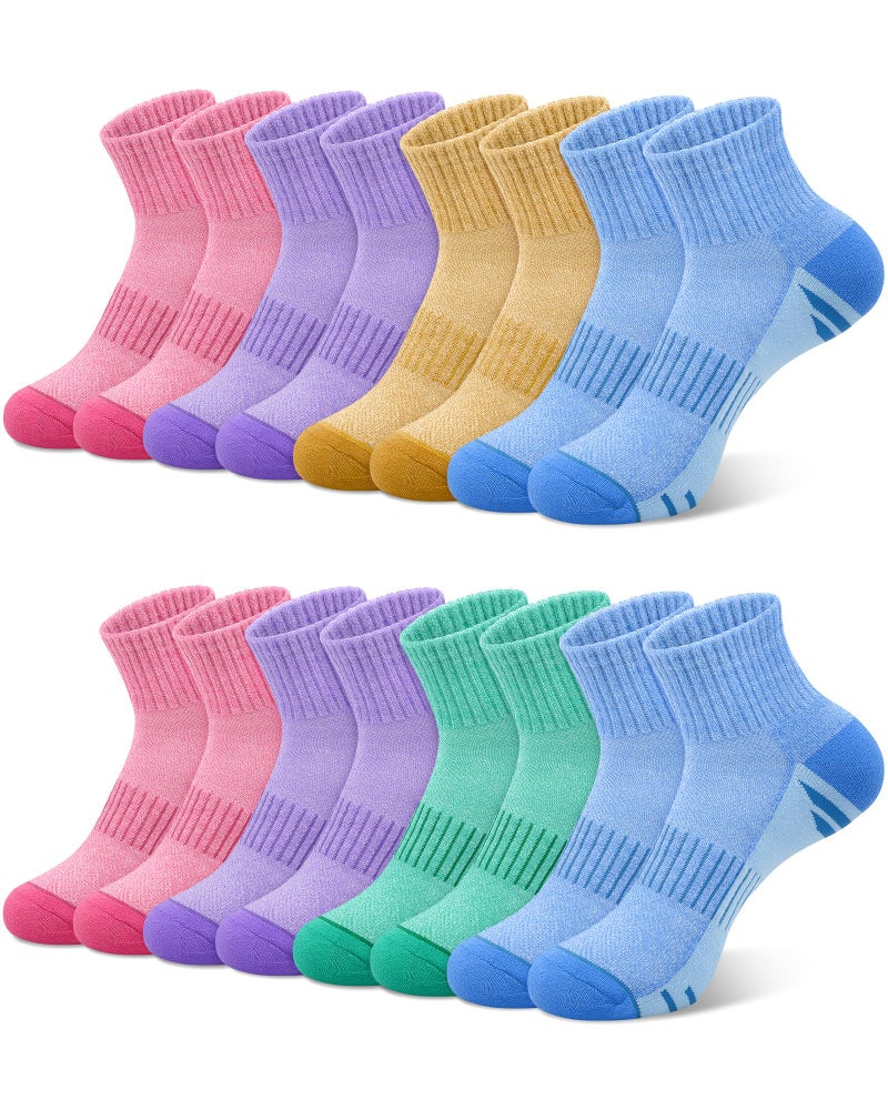 YSense 8 Pairs Crew Socks for Women Men, Breathable Cotton Athletic Compression Running Ankle Quarter Cushioned Moisture Wicking Gym Socks for Hiking Sports Work - Image 1