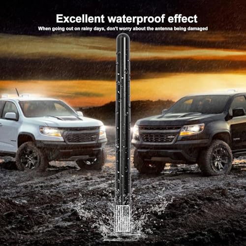 Engirette American Flag Car Truck Short Antenna 7“ with Tire Valve Caps for GMC Sierra Dodge Ram Chevy Silverado 1500 2500 3500 Avalanche Ford F150 F250 F350 Super Duty Raptor Bronco, Car Accessories (Black) - Image 4