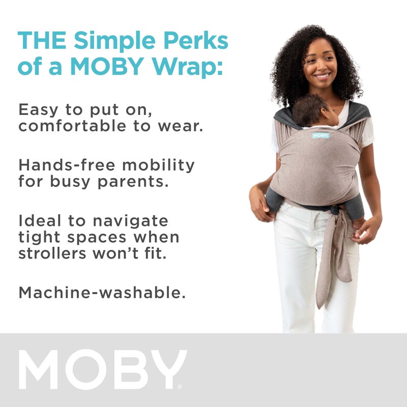 Moby Baby Wrap Carrier Reversible for Newborns to Toddlers (8-33lbs), Infant Sling Carrier, Ultra Lightweight & Hands Free Design, Adjustable for All Body Types (Taupe/Charcoal) - Image 4