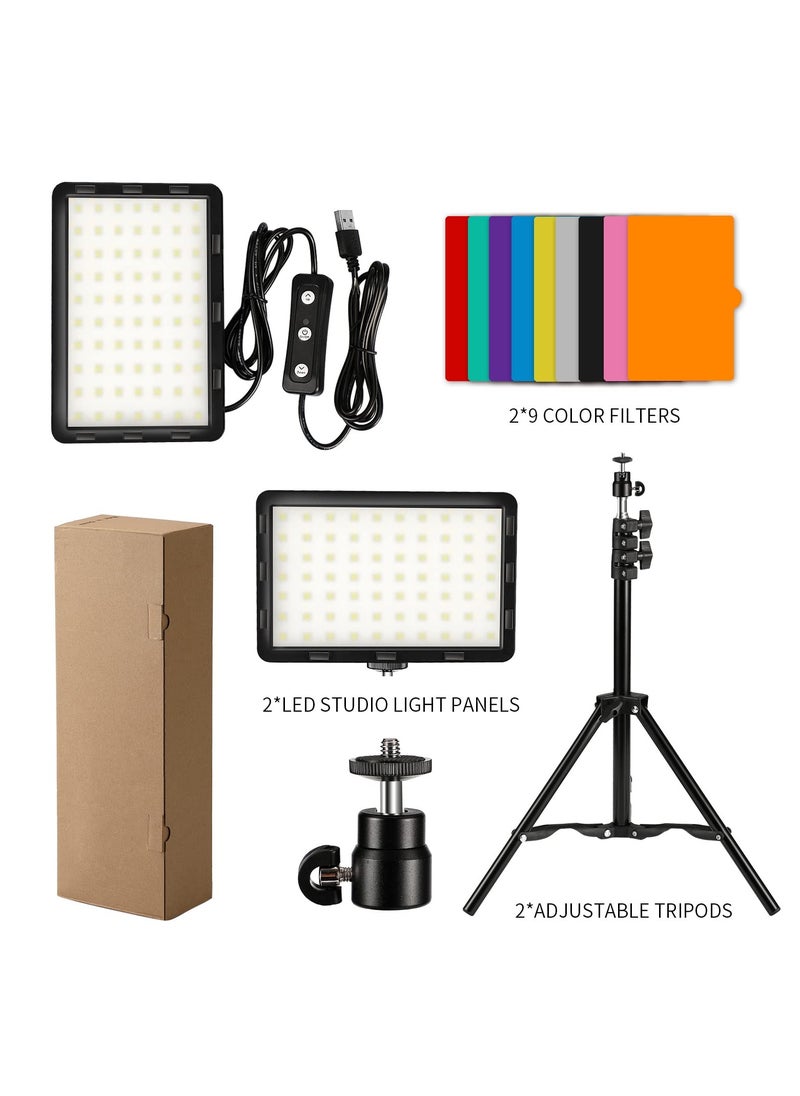 XiuWoo - 2 Pack Photography Video Lighting Kit LED Studio Streaming Lights 70 Beads Color Filter for Camera Photo Desktop Computer Conference Game Stream Portrait Shooting - Image 1
