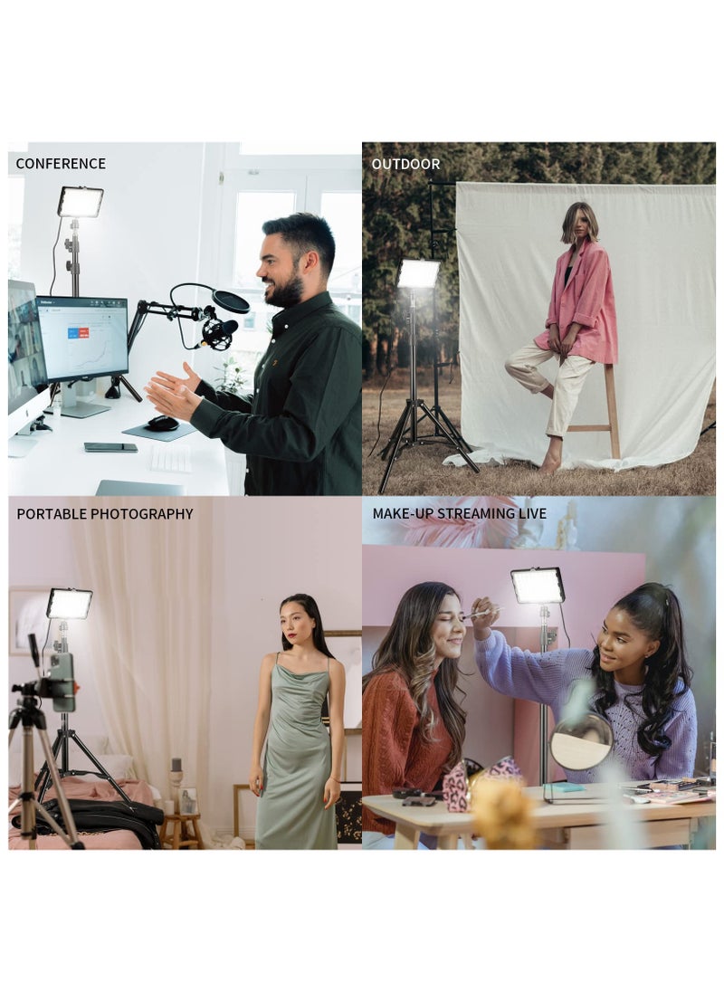 XiuWoo - 2 Pack Photography Video Lighting Kit LED Studio Streaming Lights 70 Beads Color Filter for Camera Photo Desktop Computer Conference Game Stream Portrait Shooting - Image 1