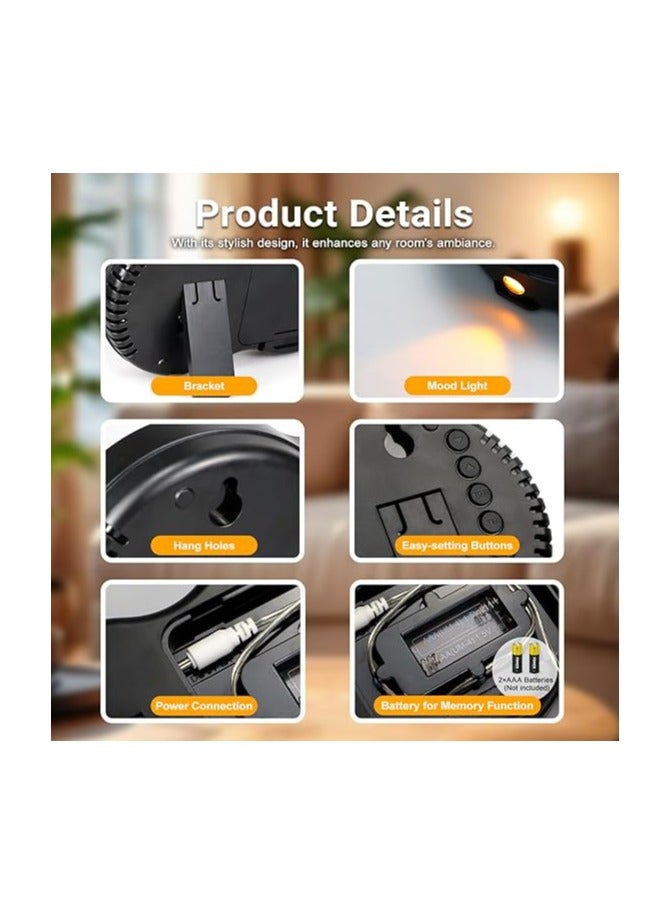 ساعة حائط رقمية 11.9 انش من ويكوبا مع جهاز تحكم عن بعد، ساعة حائط رقمية مع التاريخ والاسبوع ومنبه ودرجة الحرارة وسطوع تلقائي وقائمة وتعليق، ساعة رقمية LED لغرفة المعيشة وغرفة النوم - Image 5