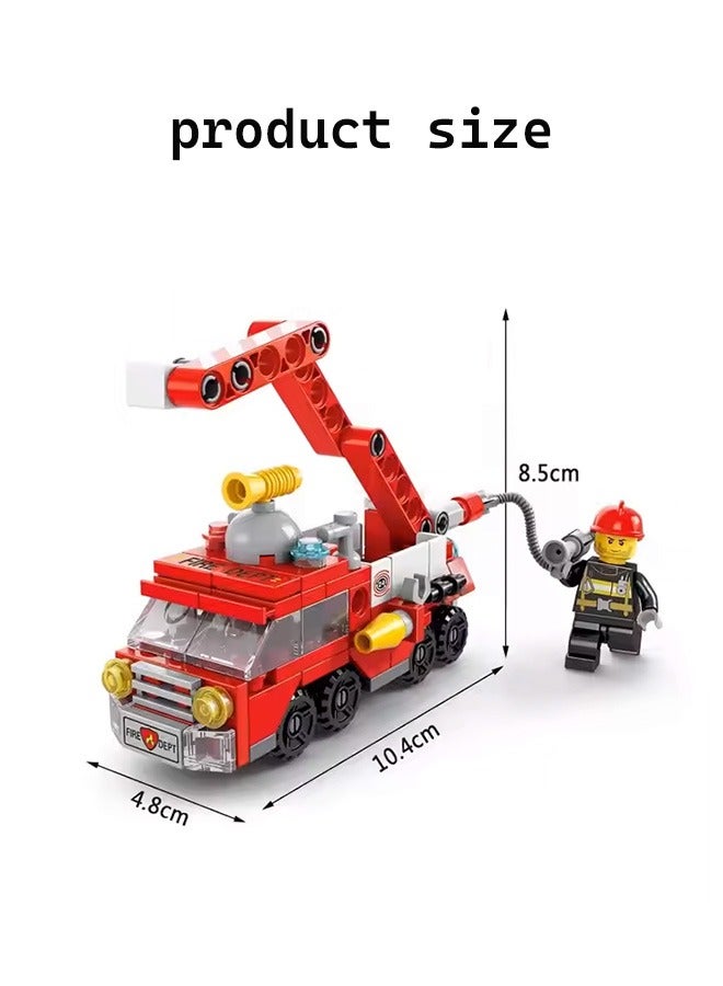 142PCS Fire Truck Building Blocks Set, 6 in 1 Fire Rescue Vehicles Building Blocks with Different Car Models, DIY Assembly Toy, Firetruck Bricks, Take Apart Toys, Educational Building Blocks Toys, Role-Playing Toys, City Fire Mobile Command Center Truck Building Block, Mini Building Block Set, Hands-On Assembly Car Toys, Creative Construction Toy, Ideal Gift for Kids  - Image 2