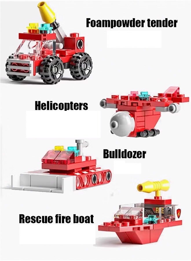 142PCS Fire Truck Building Blocks Set, 6 in 1 Fire Rescue Vehicles Building Blocks with Different Car Models, DIY Assembly Toy, Firetruck Bricks, Take Apart Toys, Educational Building Blocks Toys, Role-Playing Toys, City Fire Mobile Command Center Truck Building Block, Mini Building Block Set, Hands-On Assembly Car Toys, Creative Construction Toy, Ideal Gift for Kids  - Image 5