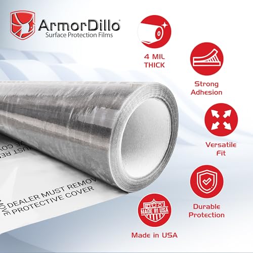 ArmorDillo Dealer Must Remove Auto Adhesive Floor Mats – Advanced Tek Adhesive for Vehicle Carpets - Transparent Protector - 4 mil Thick Plastic Film - USA Made - 24" x200' Perfed Every 21" -114 Mats - Image 4