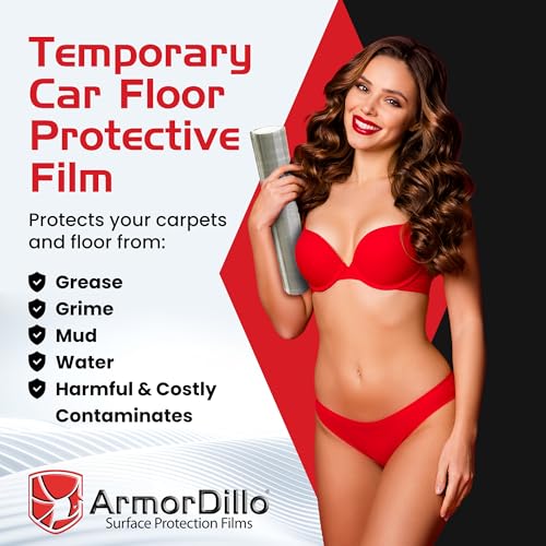 ArmorDillo Dealer Must Remove Auto Adhesive Floor Mats – Advanced Tek Adhesive for Vehicle Carpets - Transparent Protector - 4 mil Thick Plastic Film - USA Made - 24" x200' Perfed Every 21" -114 Mats - Image 3