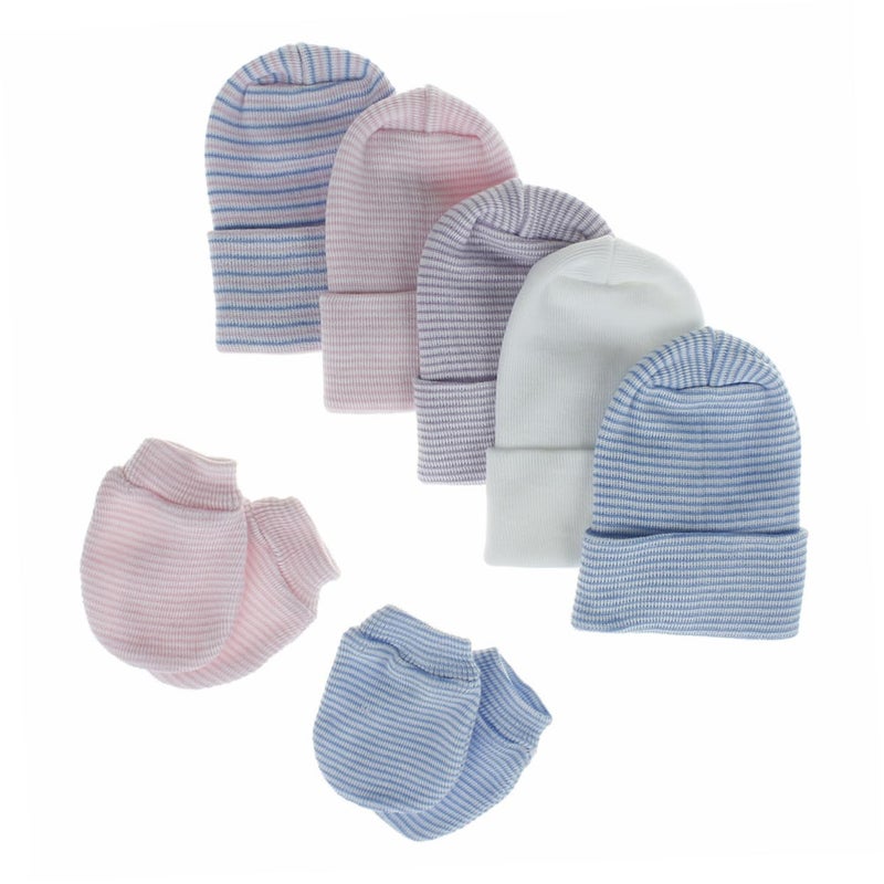 Newborn Cotton Beanie Hat And Mittens Set Soft Winter White Dual Layer - Image 2