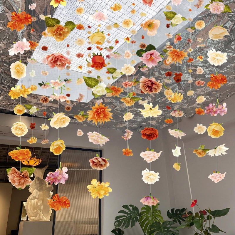 Suncalla 6 Pcs 35.46 ft Flower Garlands Backdrop Spring Artificial Wildflower Vines Floral Decorations for Party Fake Flower Vines Faux Silk Wildflower for Easter Wedding Garden Wall Arch(Champagne) - Image 4