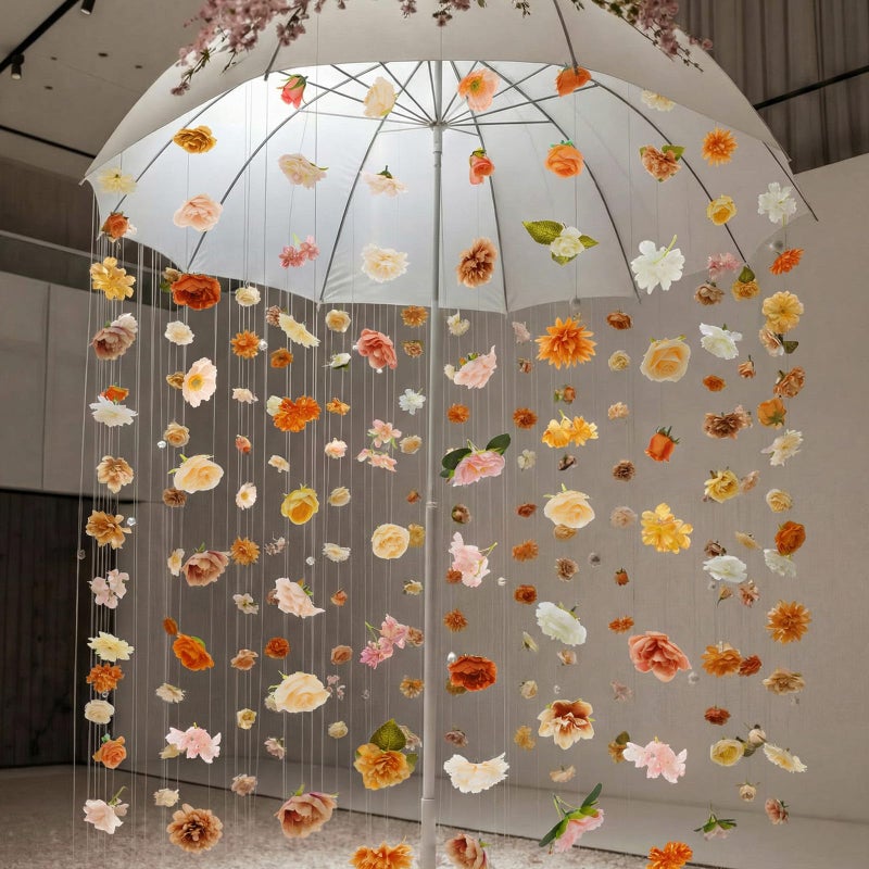 Suncalla 6 Pcs 35.46 ft Flower Garlands Backdrop Spring Artificial Wildflower Vines Floral Decorations for Party Fake Flower Vines Faux Silk Wildflower for Easter Wedding Garden Wall Arch(Champagne) - Image 3