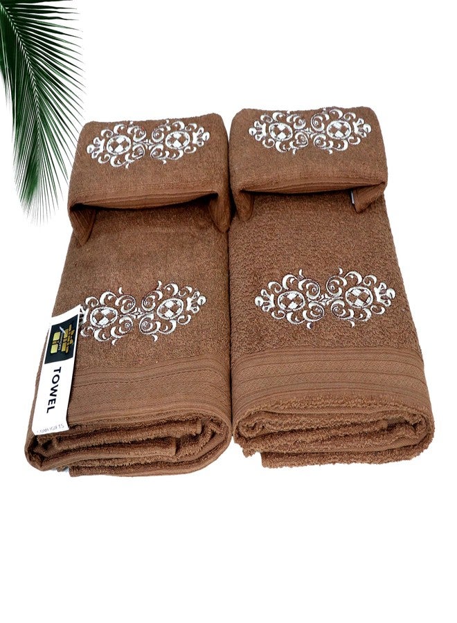 COMFIGIFTS 100% Cotton 4 Piece Towel Set | 2 Bath Towels & 2 Hand Towels | 370 GSM | Soft, Absorbent, Lightweight Towels with Computerized Embroidery - Image 4