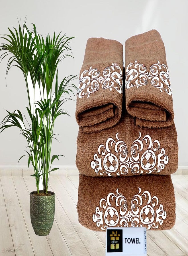 COMFIGIFTS 100% Cotton 4 Piece Towel Set | 2 Bath Towels & 2 Hand Towels | 370 GSM | Soft, Absorbent, Lightweight Towels with Computerized Embroidery - Image 2