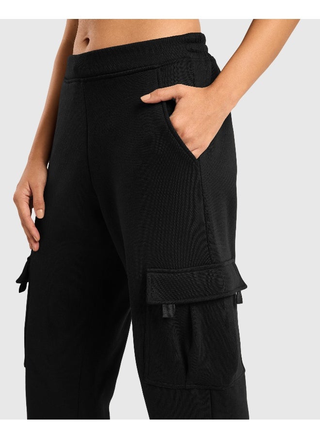Musclemind Women's Cloud Ease Fleece Cargo Pants with Super Soft And Stretchable Fabric, 6 Deep Pockets, Hidden- Inner Drawstrings, Anti-Pill, Shape Retention, Long-Lasting Colour, Super Soft And Breathable Fabric, Along with Temperature Regulation Tech  - Image 3
