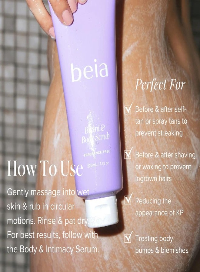 Beia Bikini & Body Scrub - Gentle Exfoliating Body Scrub with Glycolic Acid & Rice Extract - Fights Ingrown Hairs KP Bumps & Dry Skin - Hydrating & Soothing for Sensitive Skin 7.6 Oz - Image 4