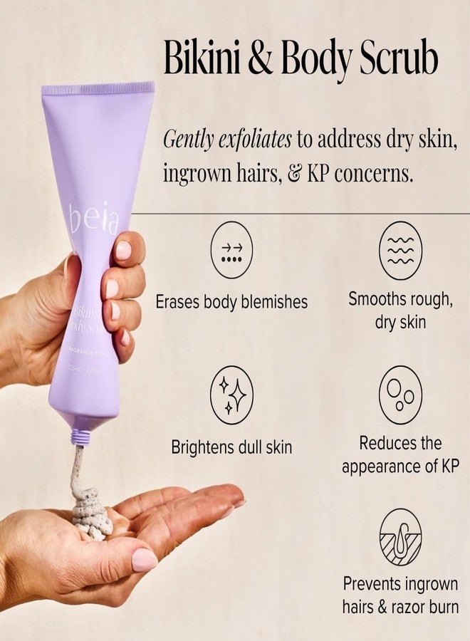 Beia Bikini & Body Scrub - Gentle Exfoliating Body Scrub with Glycolic Acid & Rice Extract - Fights Ingrown Hairs KP Bumps & Dry Skin - Hydrating & Soothing for Sensitive Skin 7.6 Oz - Image 2