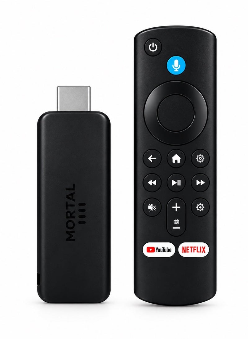 واي جيه TV Stick Android 14، جهاز بث تلفزيوني 4K Ultra HD للتلفزيون الذكي، WiFi 6 ثنائي النطاق، جهاز تحكم صوتي Bluetooth، دعم HDR وAV1 لتشغيل الفيديو - Image 1