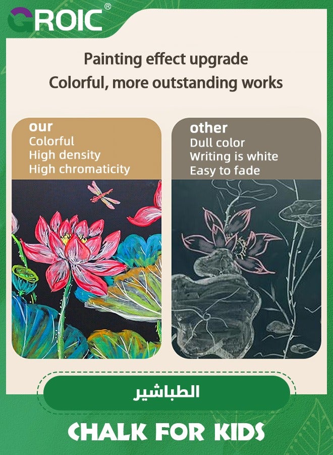 GROIC 48 PCS Sidewalk Chalk Set (24 colors),Non-Toxic Washable Outdoor Jumbo Chalk Set for Painting on Chalkboard, Art Play and Playground Toy - Image 4