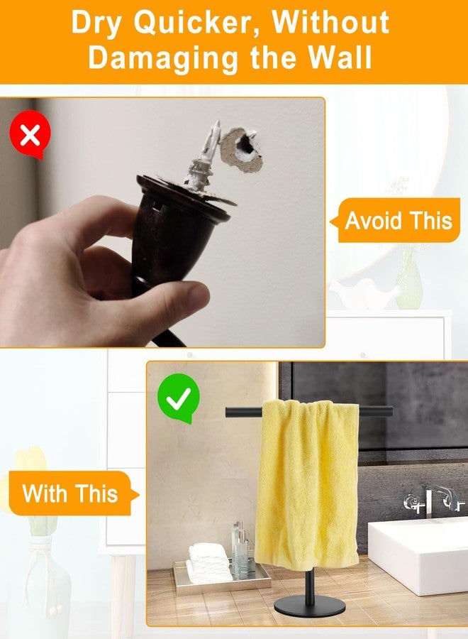 DECLUTTR Hand Towel Holder for Bathroom, T-Shape Free Standing Towel Bar Rack Stand, Matte Black Hand Towel Rack for Bathroom Kitchen Vanity Countertop - Image 5