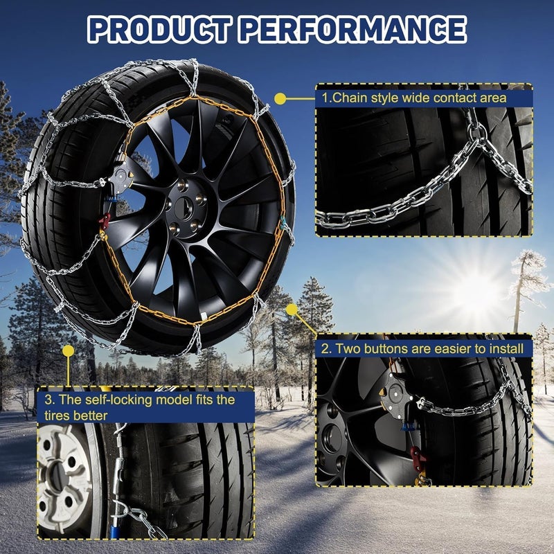 DEDC Snow Chains for SUV Cars Light Truck Tire Chains 1 Min Quick Fit Easy Chainsaw Reusable Universal Emergency Traction Chain Tire Width 255 265 275 285 295 305 315 - Set of 2 MS1620 - Image 4