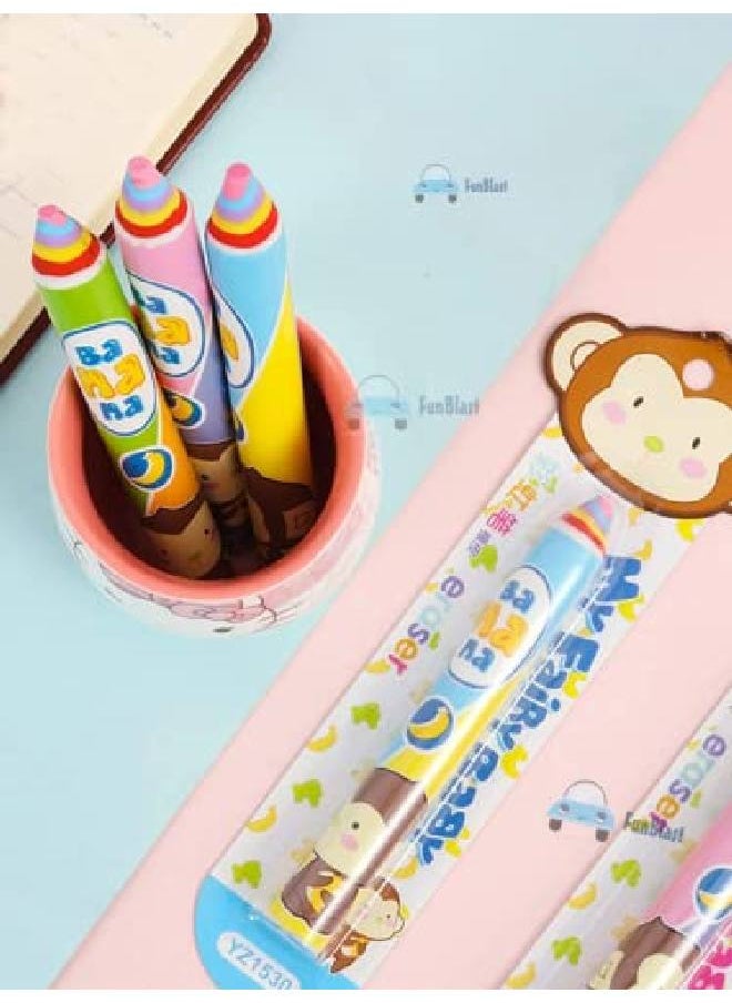 FunBlast - Erasers For Kids In Different Shapes Stationery Gift For Kids Pencil Shaped Eraser For Children School Kids/Birthday Return Gift For Children (3 Pc;Multicolor) - Image 1