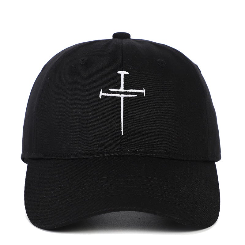 Quanhaigou Low Profile Cotton Baseball Cap Dad Hat Adjustable Fashion Hats for Men Women Polo Trucker Unisex Style Headwear (Black White Cross) - Image 1