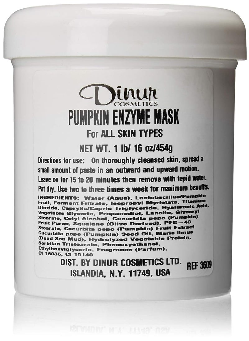Dinur Cosmetics Pumpkin Enzyme Mask Suitable for All Skin Types Exfoliating  Brightening Facial Treatment 16 oz 454 grams 