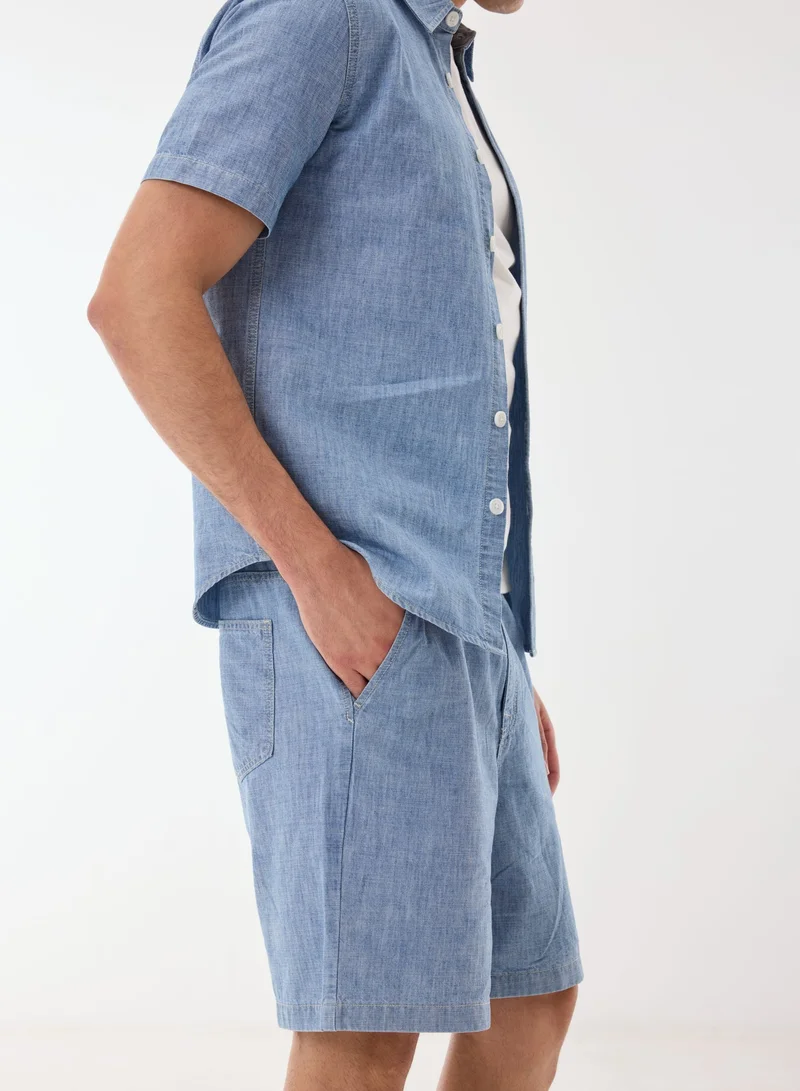 Ashita Fernandes  Short Sleeve Chambray Shirt for Men | Best Price UAE