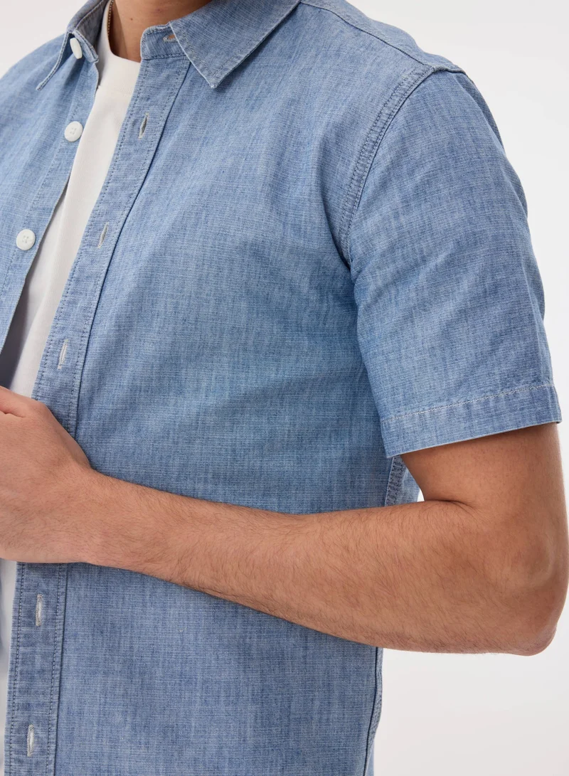 Ashita Fernandes  Short Sleeve Chambray Shirt for Men | Best Price UAE