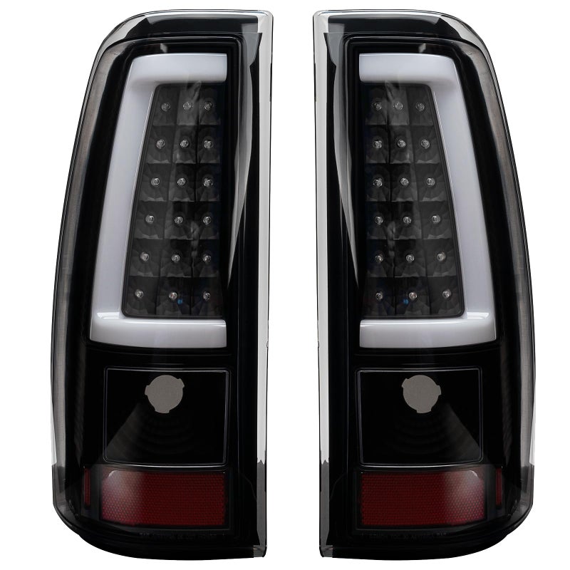 MiKaFex Tail Light Assembly Compatible With 2003-2006 Chevy Silverado 1500 2500 3500 Driver and Passenger Side Smoke Black LED Rear Brake Lamps With Bulb Inside And Wiring Harness - Image 1