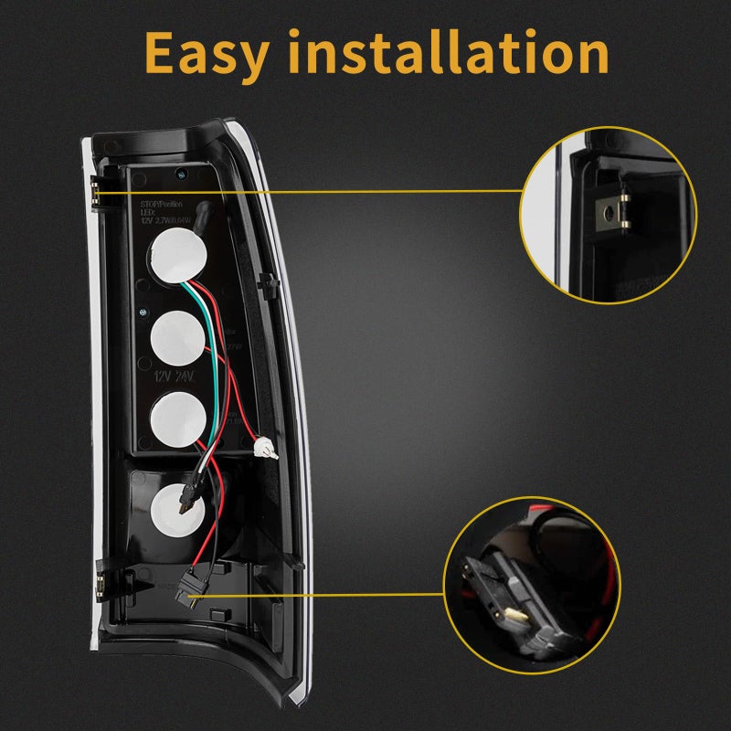MiKaFex Tail Light Assembly Compatible With 2003-2006 Chevy Silverado 1500 2500 3500 Driver and Passenger Side Smoke Black LED Rear Brake Lamps With Bulb Inside And Wiring Harness - Image 5