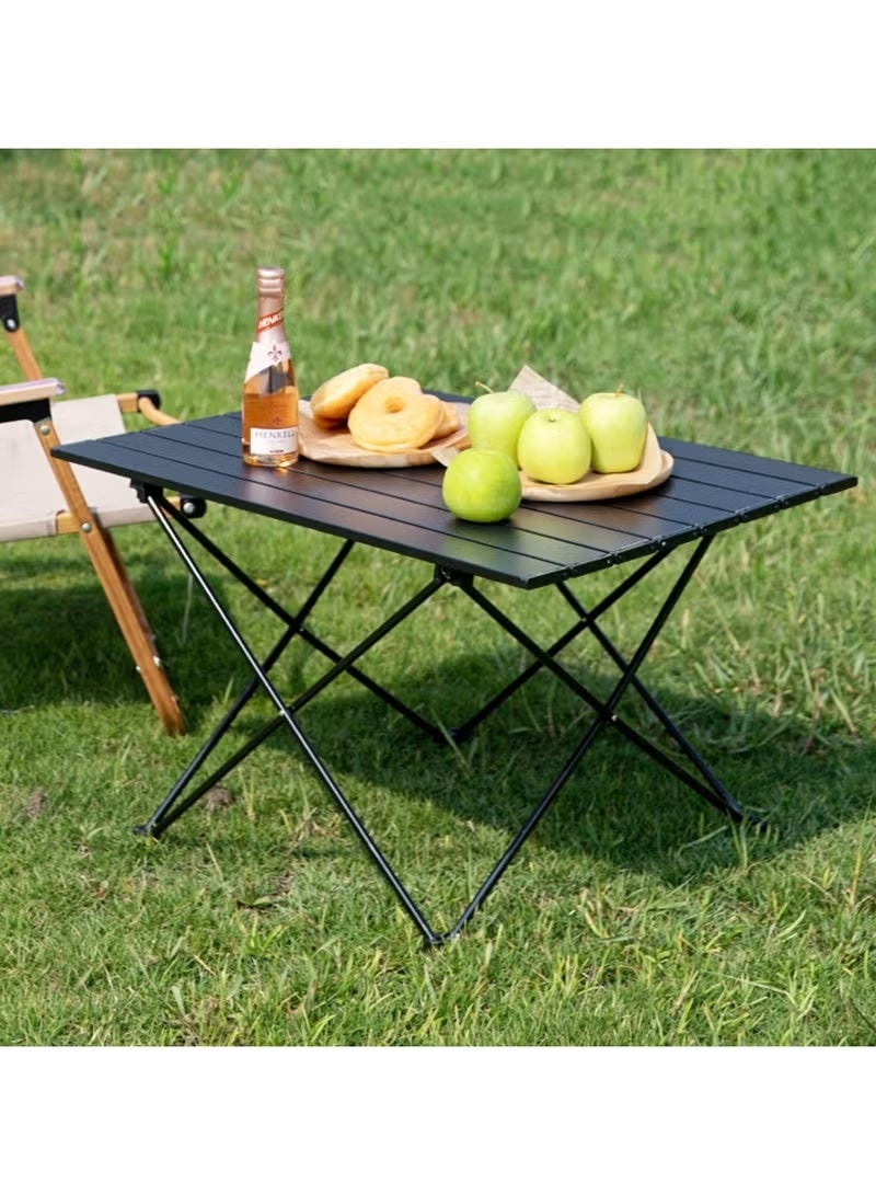 SILADEFU Folding Camping Table,Ultralight Camp Portable Table with Roll up Aluminum Alloy Table Top & Storage Bag,Quick Installation Outdoor Folding Table for Picnic 68cmx46cmx47CM Black - Image 2