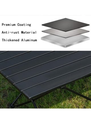 Folding Camping Table,Ultralight Camp Portable Table with Roll up Aluminum Alloy Table Top & Storage Bag,Quick Installation Outdoor Folding Table for Picnic 68cmx46cmx47CM Black - view 5