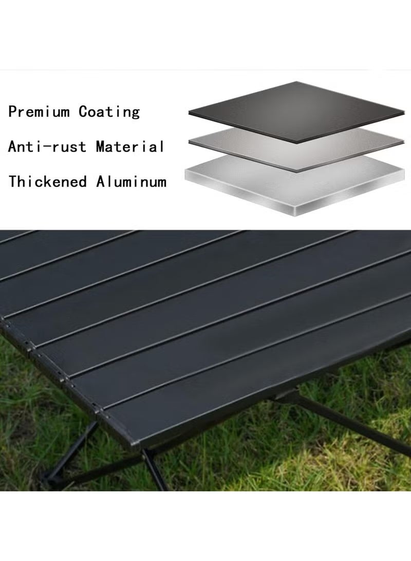SILADEFU Folding Camping Table,Ultralight Camp Portable Table with Roll up Aluminum Alloy Table Top & Storage Bag,Quick Installation Outdoor Folding Table for Picnic 68cmx46cmx47CM Black - Image 5