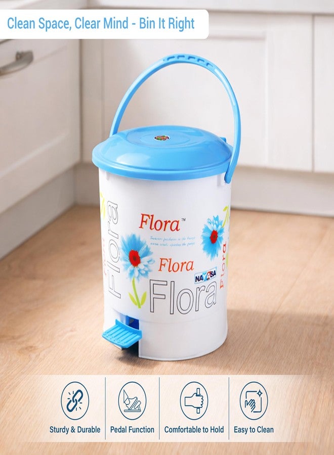 Nayasa Flora Plastic Pedal Dustbin with Lid |(Bin No 107)| Strong Sturdy and Long Lasting | Classy Design | Ideal for Home, Kitchen, Office and Shops | Blue - Image 4