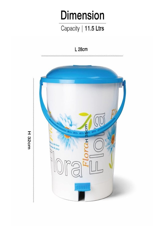 Nayasa Flora Plastic Pedal Dustbin with Lid |(Bin No 107)| Strong Sturdy and Long Lasting | Classy Design | Ideal for Home, Kitchen, Office and Shops | Blue - Image 3
