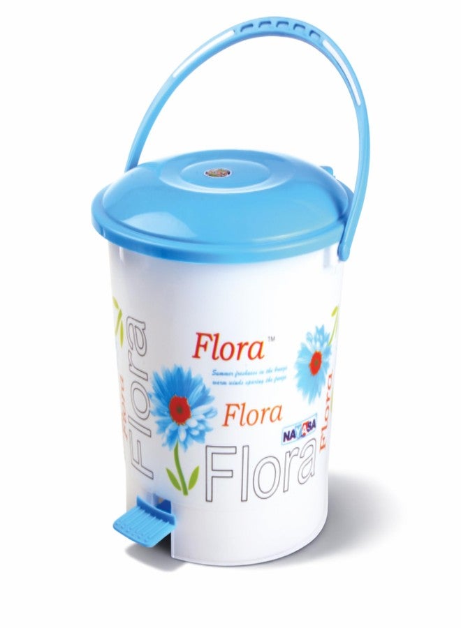 Nayasa Flora Plastic Pedal Dustbin with Lid |(Bin No 107)| Strong Sturdy and Long Lasting | Classy Design | Ideal for Home, Kitchen, Office and Shops | Blue - Image 1