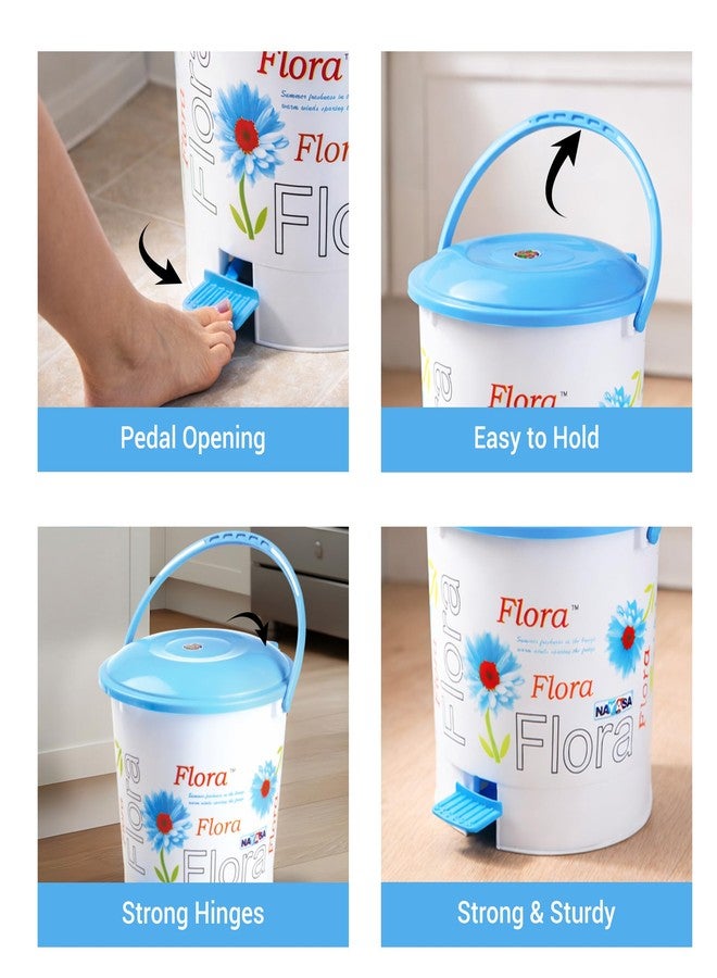 Nayasa Flora Plastic Pedal Dustbin with Lid |(Bin No 107)| Strong Sturdy and Long Lasting | Classy Design | Ideal for Home, Kitchen, Office and Shops | Blue - Image 5