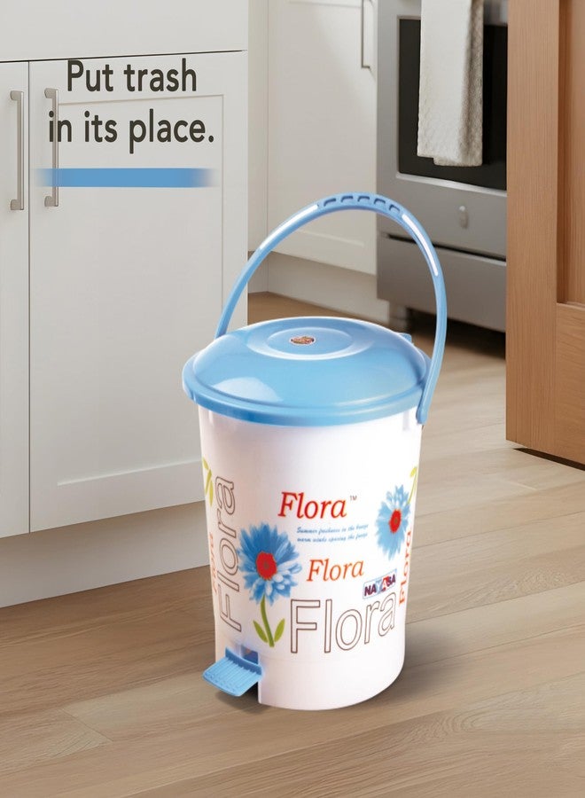 Nayasa Flora Plastic Pedal Dustbin with Lid |(Bin No 107)| Strong Sturdy and Long Lasting | Classy Design | Ideal for Home, Kitchen, Office and Shops | Blue - Image 2