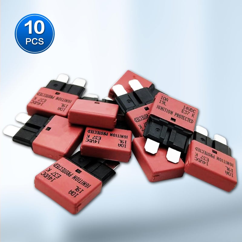 jamgoer 10 Pack 10 Amp Auto Reset Circuit Breaker ATC/ATO Resettable Fuse Low Profile Automotive Satandard Blade Fuse DC12V-32V for Car Truck RV Marine Boat - Image 3