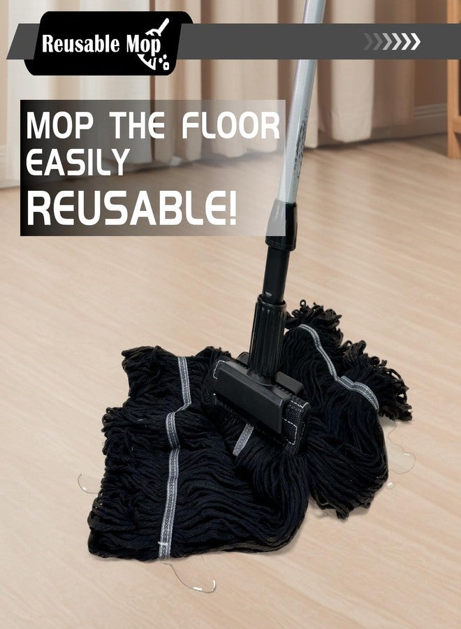 KLHB-YF Heavy Duty Wet Industrial Cleaning Mop Head - 21 oz Black mop Head Replacement Cotton Washable Industrial mop Heads Heavy Duty for Commercial & Home Cleaning（Balck） - Image 2